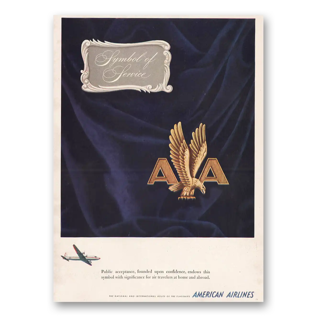 1946 American Airlines Symbol of Service Vintage Magazine Print Ad