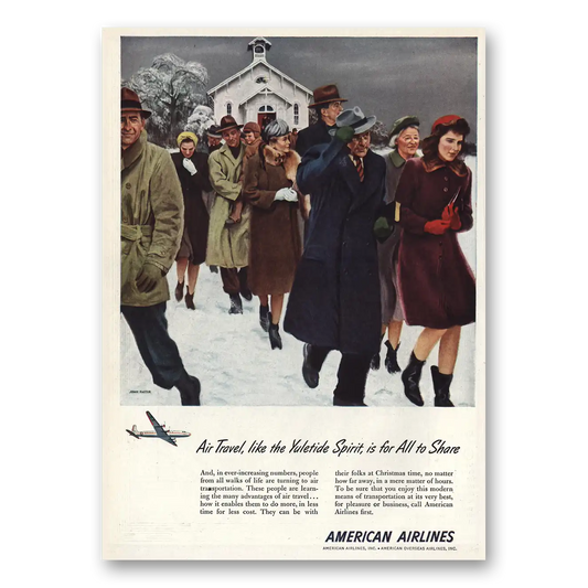 1946 American Airlines Yuletide Spirit Vintage Magazine Print Ad