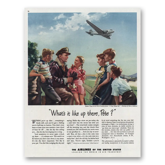 1946 Airlines of the United States Whats It Like Up There Pete Vintage Magazine Print Ad