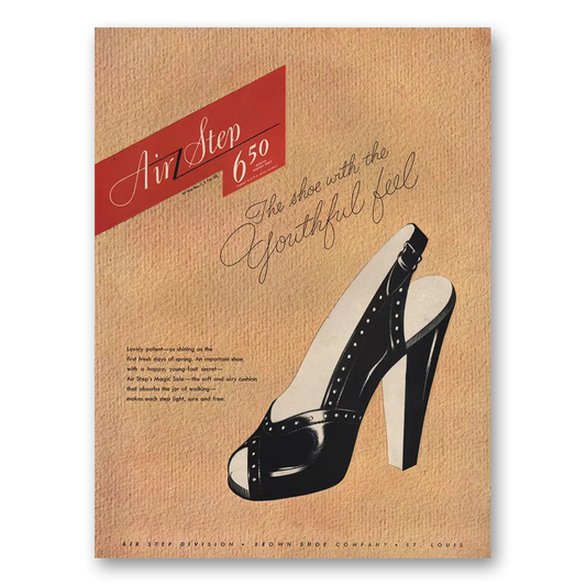 1946 Air Step Shoes Shoe With Youthful Feel Vintage Magazine Print Ad