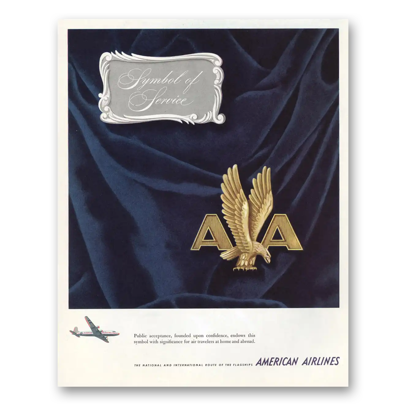 1946 American Airlines Symbol of Service Vintage Magazine Print Ad