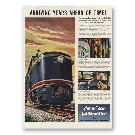 1946 American Locomotive Arriving Years Ahead of Time Vintage Magazine Print Ad