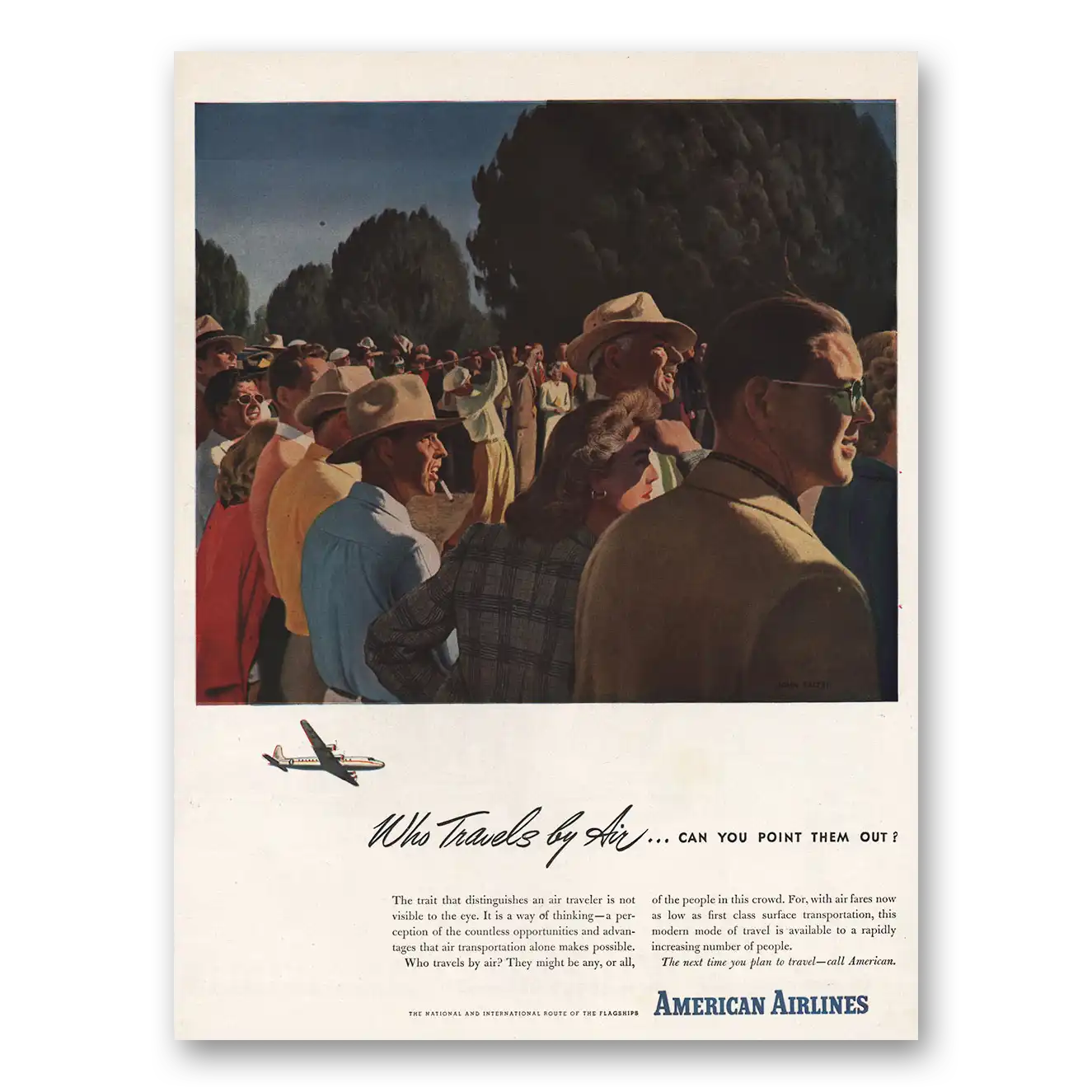 1946 American Airlines Who Travels By Air Can You Point Them Out Vintage Magazine Print Ad