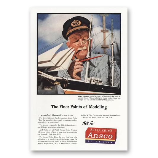 1946 Ansco Film Finer Points of Modeling Sailboat Vintage Magazine Print Ad