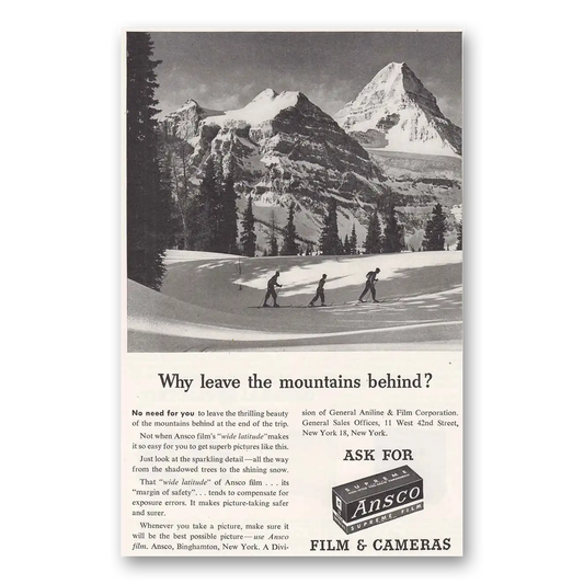 1946 Ansco Film Cross Country Skiers Vintage Magazine Print Ad