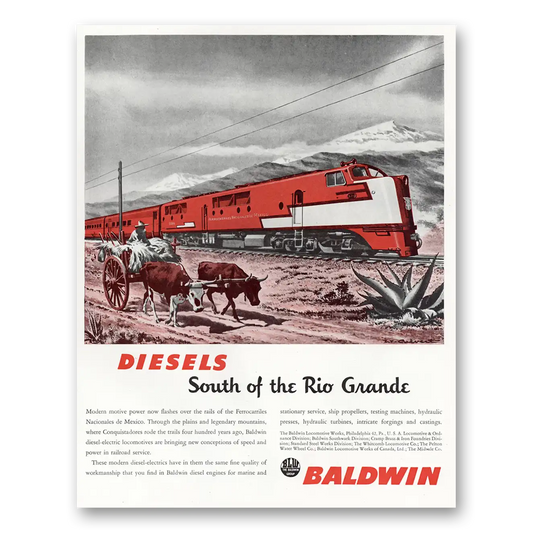 1946 Baldwin Locomotive Diesels South of the Rio Grande Vintage Magazine Print Ad