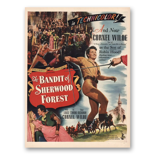 1946 Bandits of Sherwood Forest Movie Promo Cornel Wilde Vintage Magazine Print Ad