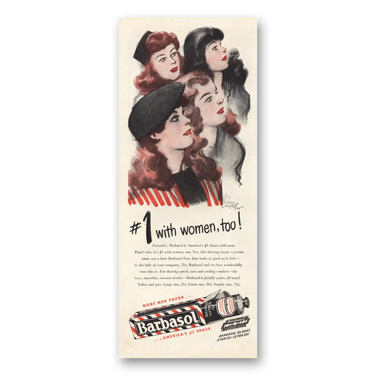 1946 Barbasol Shaving Cream Women Too Vintage Magazine Print Ad