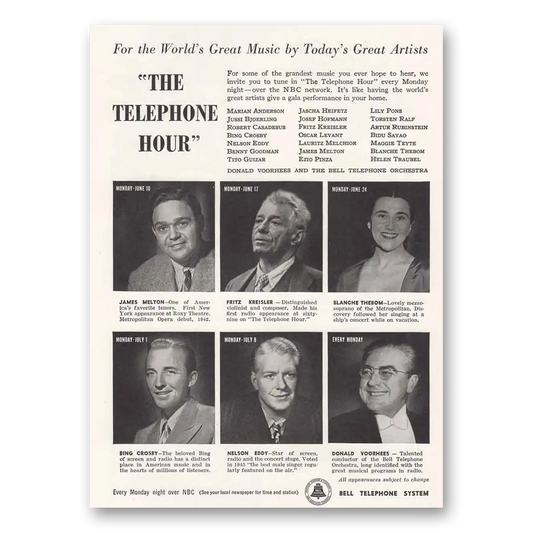 1946 Bell Telephone Telephone Hour Vintage Magazine Print Ad