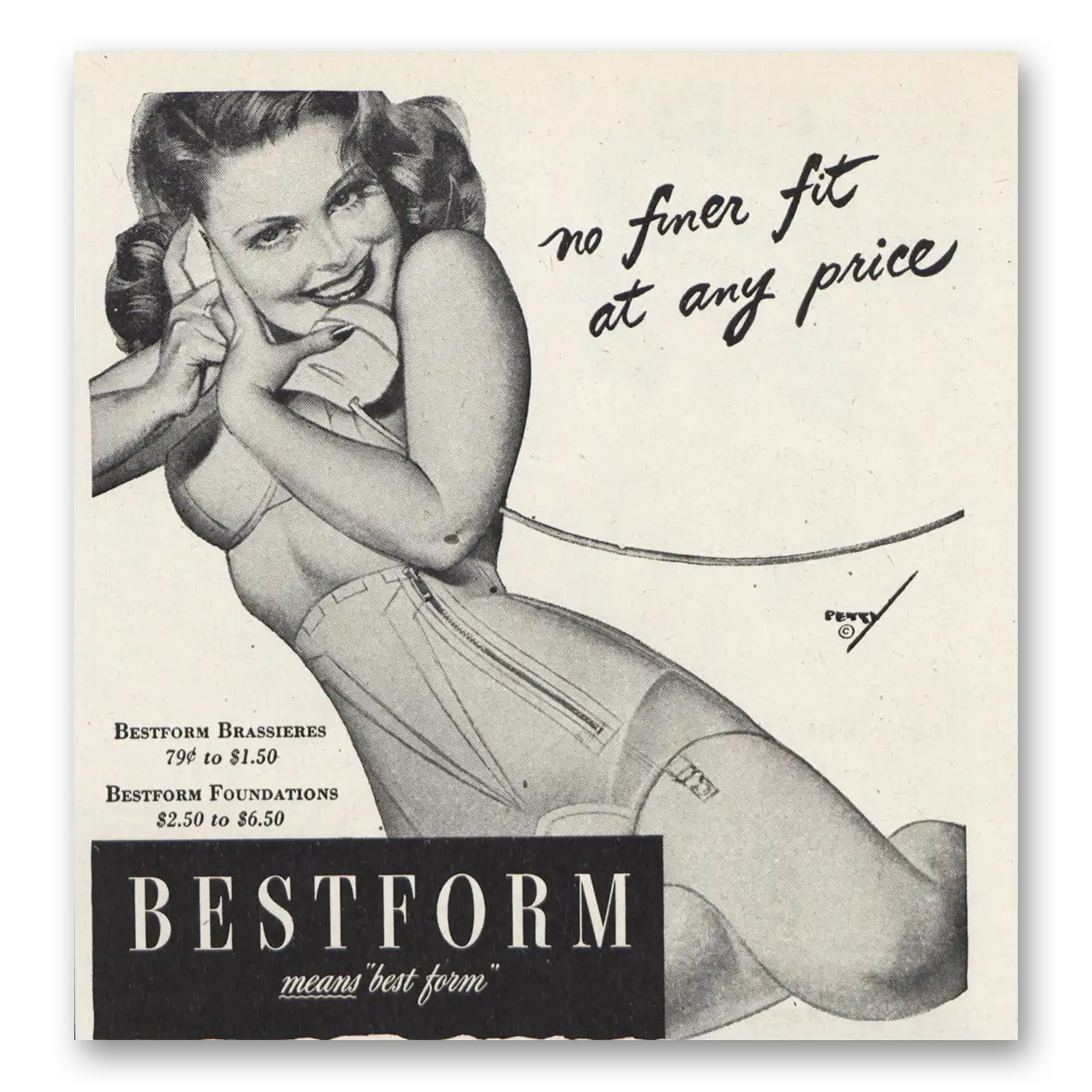 1946 Bestform No Finer Fit Vintage Magazine Print Ad