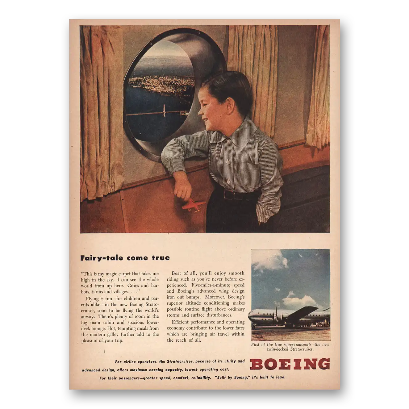 1946 Boeing Stratocruiser Fairytale Come True Vintage Magazine Print Ad