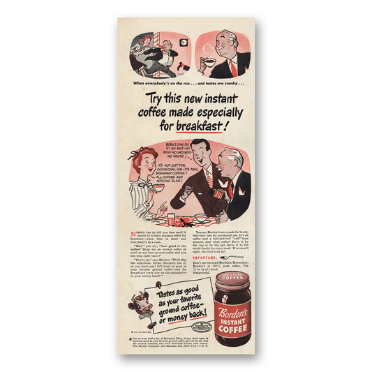 1946 Bordens Instant Coffee Made Especially for Breakfast Vintage Magazine Print Ad