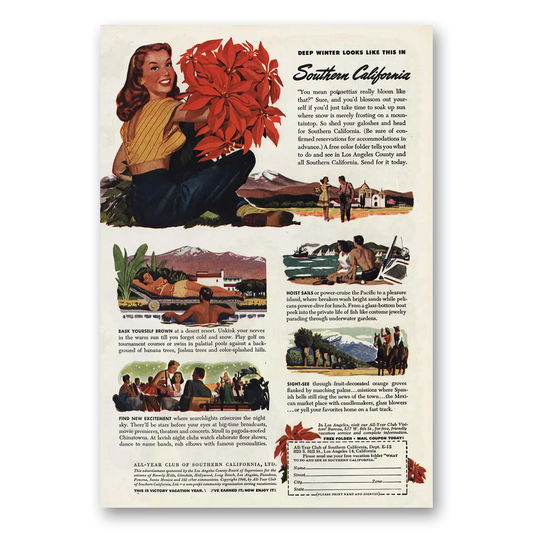 1946 Southern California Deep Winter Looks Like This Vintage Magazine Print Ad