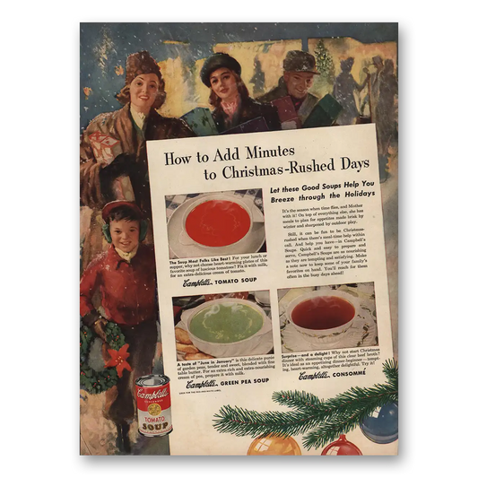 1946 Campbells Soup Christmas Rushed Days Vintage Magazine Print Ad