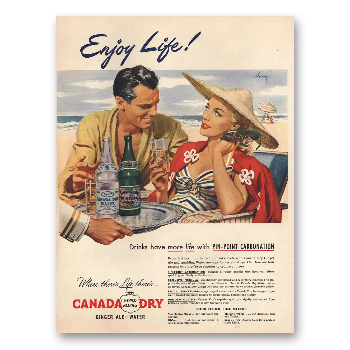 1946 Canada Dry Drinks Have More Life Vintage Magazine Print Ad