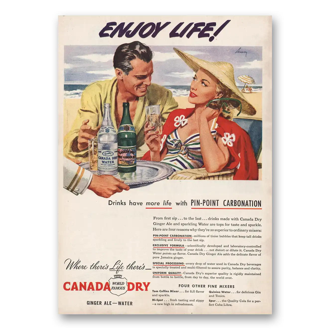 1946 Canada Dry Enjoy Life Vintage Magazine Print Ad