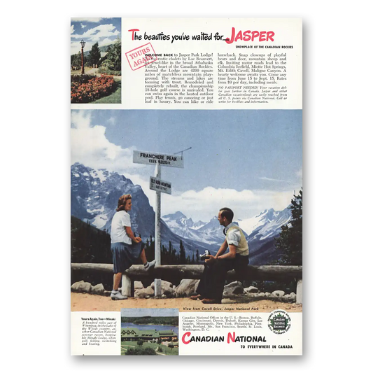 1946 Canadian National Railways Beauties Waited For Jasper Vintage Magazine Print Ad