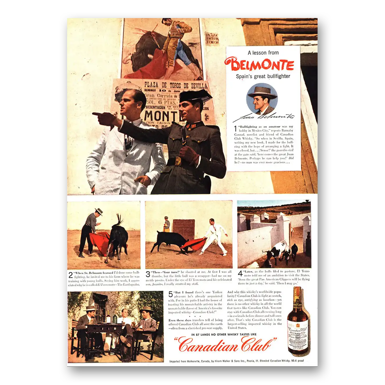 1946 Canadian Club Lesson From Belmonte Vintage Magazine Print Ad