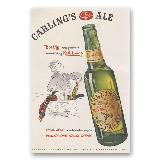 1946 Carlings Red Cap Ale Tops Off Precious Moments Vintage Magazine Print Ad