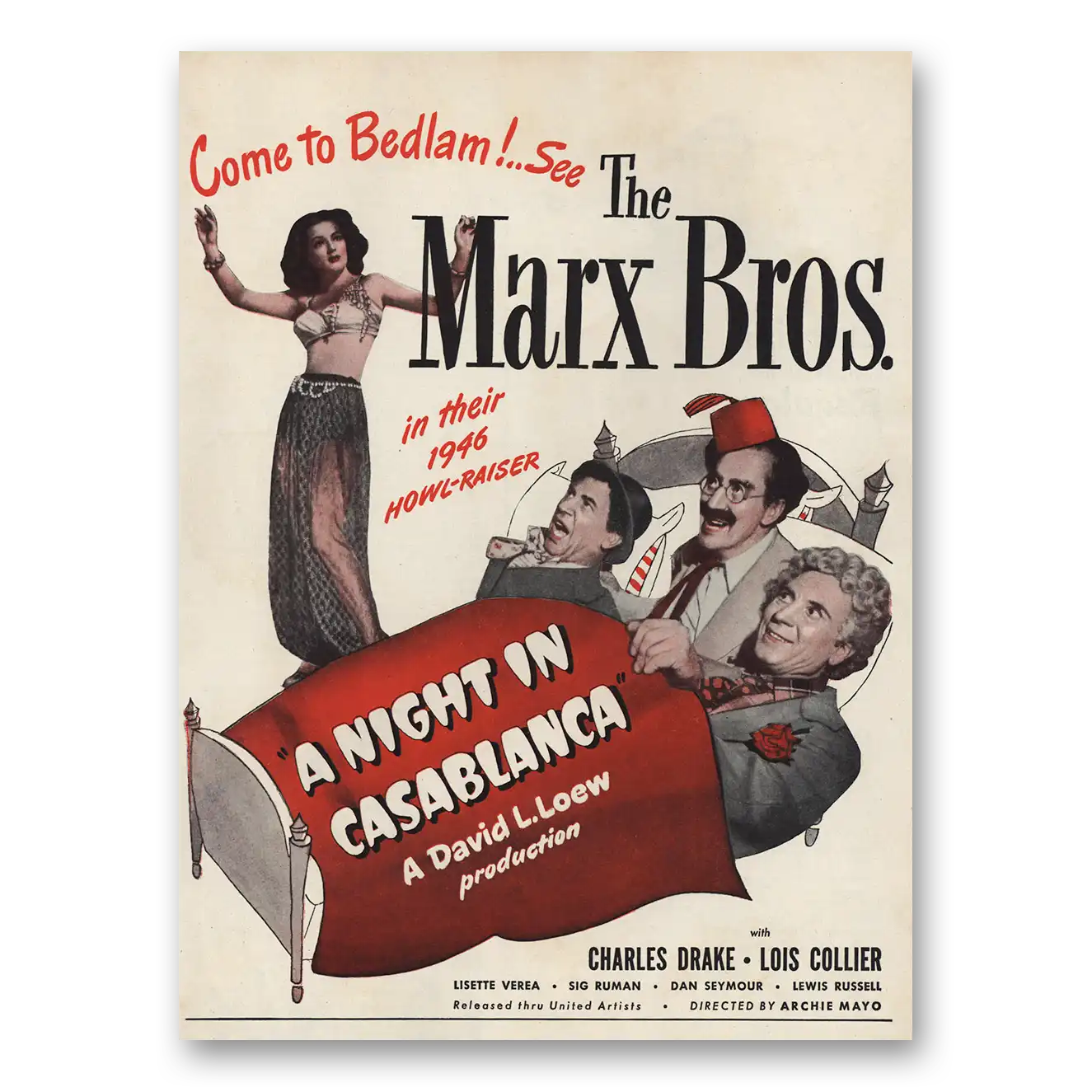 1946 A Night In Casablanca Movie Promo Marx Bros Vintage Magazine Print Ad