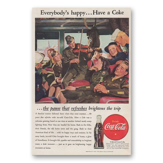 1946 Coca Cola Everybodys Happy A Familiar Custom Vintage Magazine Print Ad