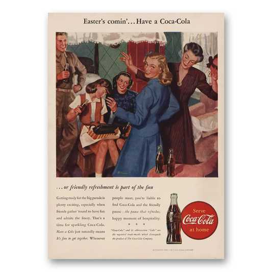 1946 Coca Cola Easters Comin Vintage Magazine Print Ad