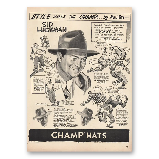 1946 Champ Hats Styles Makes the Champ Vintage Magazine Print Ad