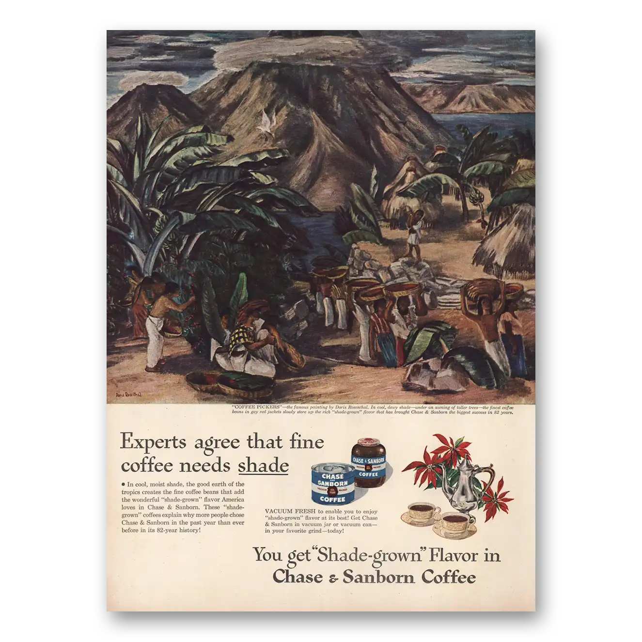 1946 Chase & Sanborn Coffee Fine Coffee Needs Shade Vintage Magazine Print Ad