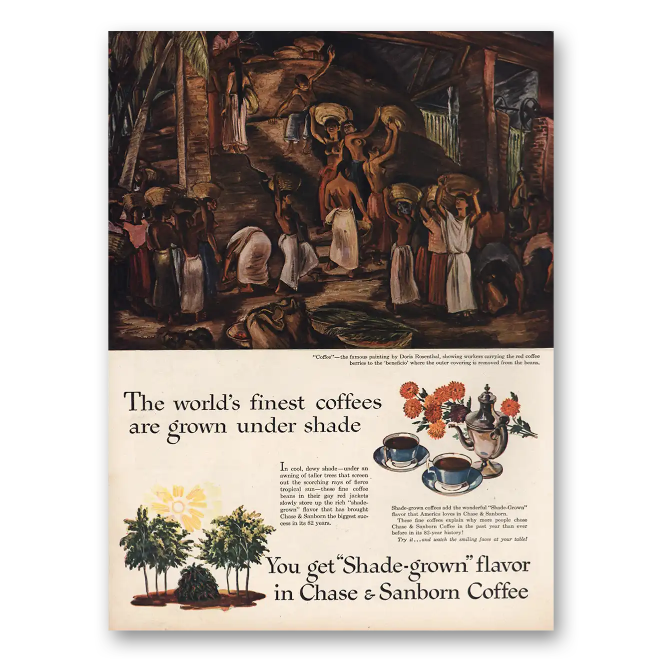 1946 Chase & Sanborn Coffee Painting Doris Rosenthal Vintage Magazine Print Ad