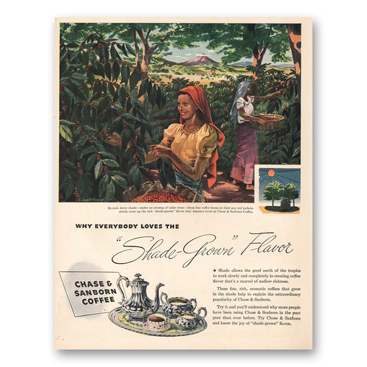 1946 Chase & Sanborn Coffee Everybody Loves Shade Grown Vintage Magazine Print Ad