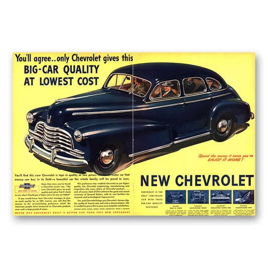 1946 Chevrolet Big Car Quality at Lowest Cost Vintage Magazine Print Ad