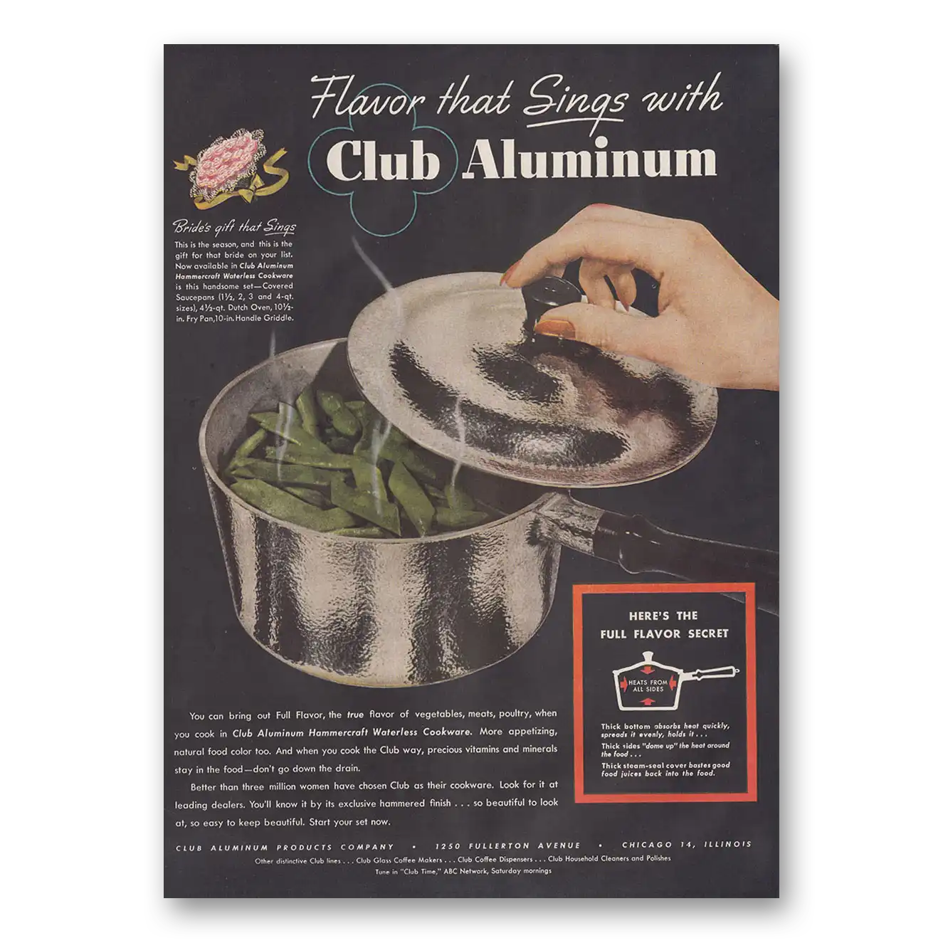 1946 Club Aluminum Flavor That Sings Vintage Magazine Print Ad