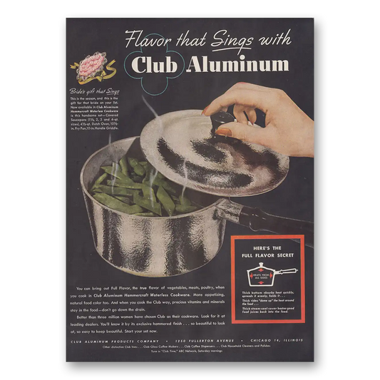 1946 Club Aluminum Flavor That Sings Vintage Magazine Print Ad