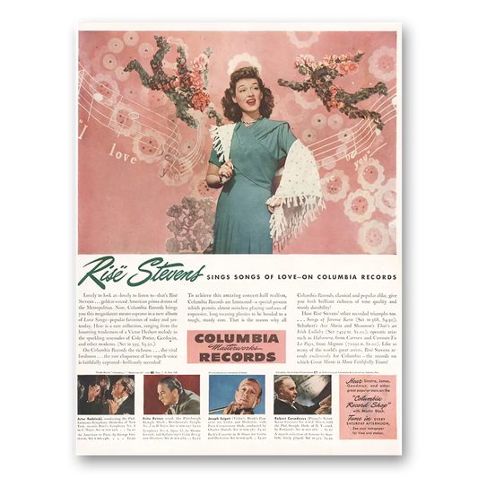 1946 Columbia Records Rise Stevens Sings Songs of Love Vintage Magazine Print Ad