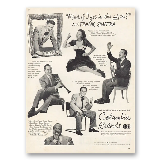 1946 Columbia Records Frank Sinatra Mind If I Get In This Ad Vintage Magazine Print Ad