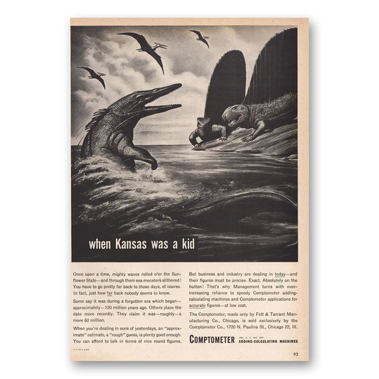 1946 Comptometer When Kansas Was Kid Vintage Magazine Print Ad