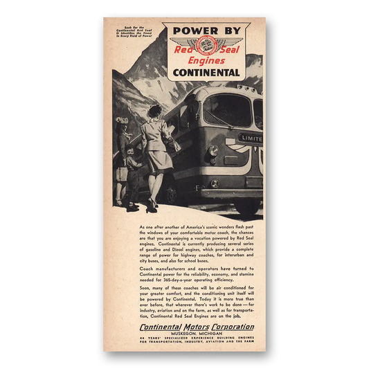 1946 Continental Motors Red Seal Engines Vintage Magazine Print Ad