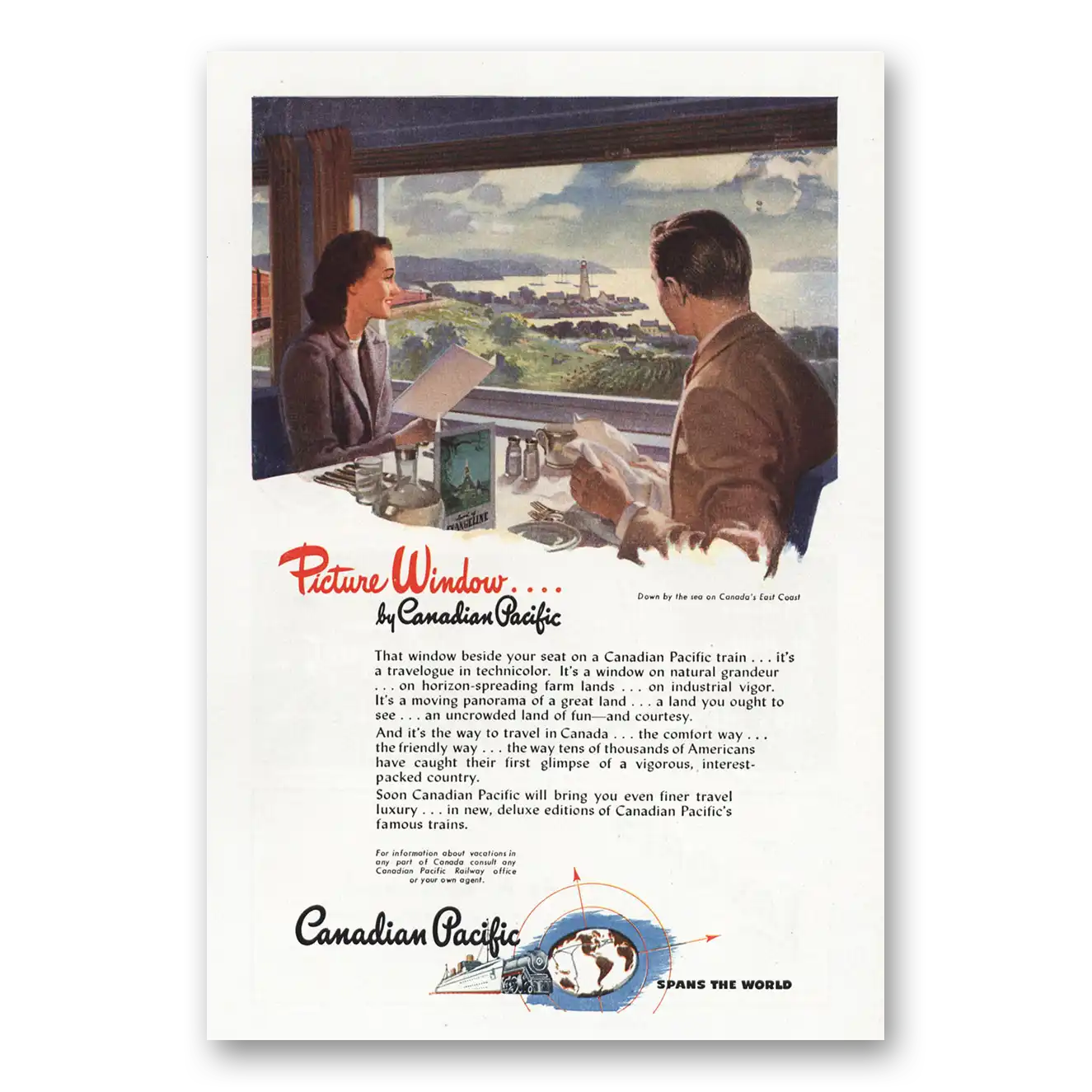 1946 Canadian Pacific Picture Window Vintage Magazine Print Ad