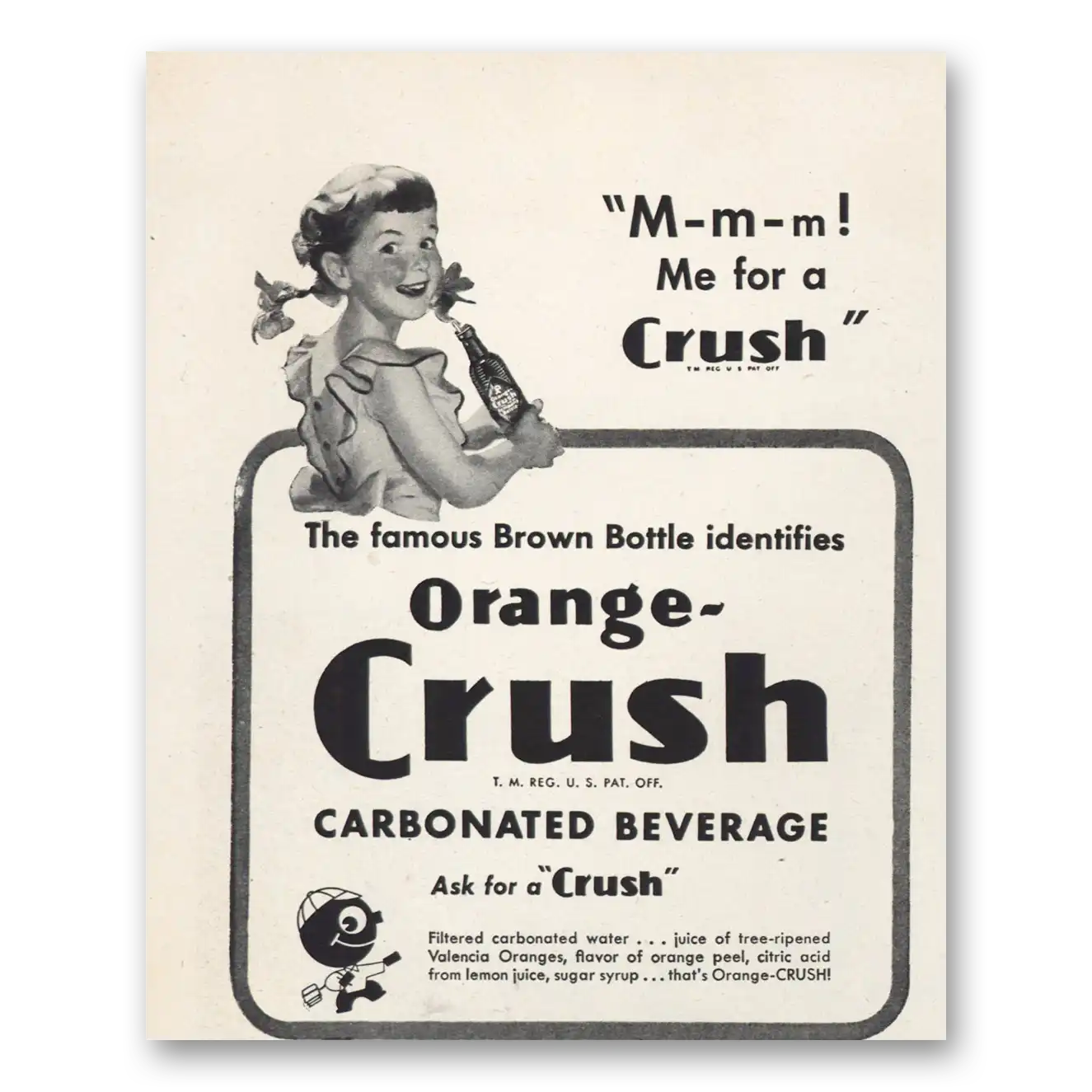 1946 Orange Crush Mmm Me for a Crush Vintage Magazine Print Ad