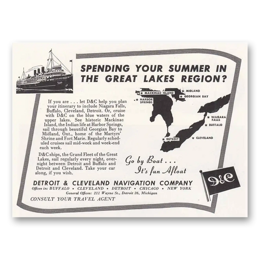 1946 Detroit and Cleveland Navigation Great Lakes Region Vintage Magazine Print Ad