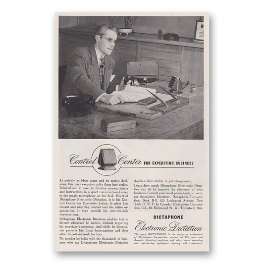 1946 Dictaphone Control Center for Expediting Business Vintage Magazine Print Ad