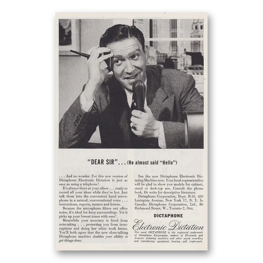 1946 Dictaphone Dear Sir He Almost Said Hello Vintage Magazine Print Ad