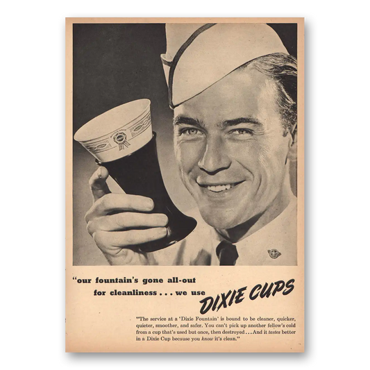 1946 Dixie Cup Our Fountains Gone All Out Vintage Magazine Print Ad