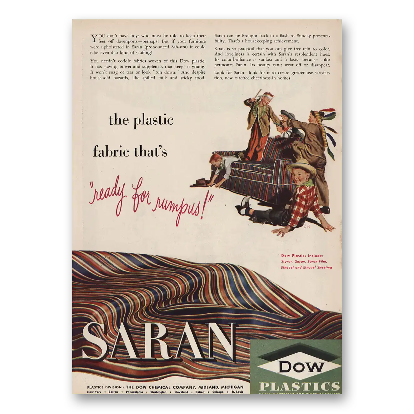 1946 Dow Saran Ready for Rumpus Vintage Magazine Print Ad