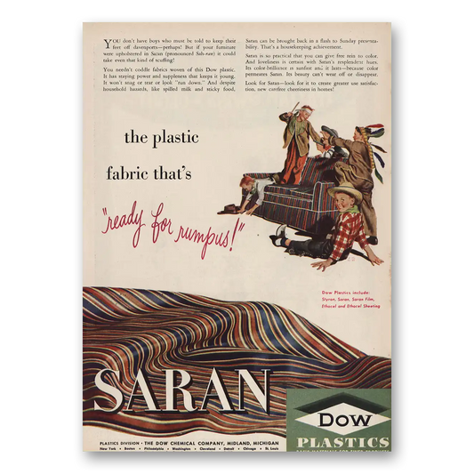 1946 Dow Saran Ready for Rumpus Vintage Magazine Print Ad