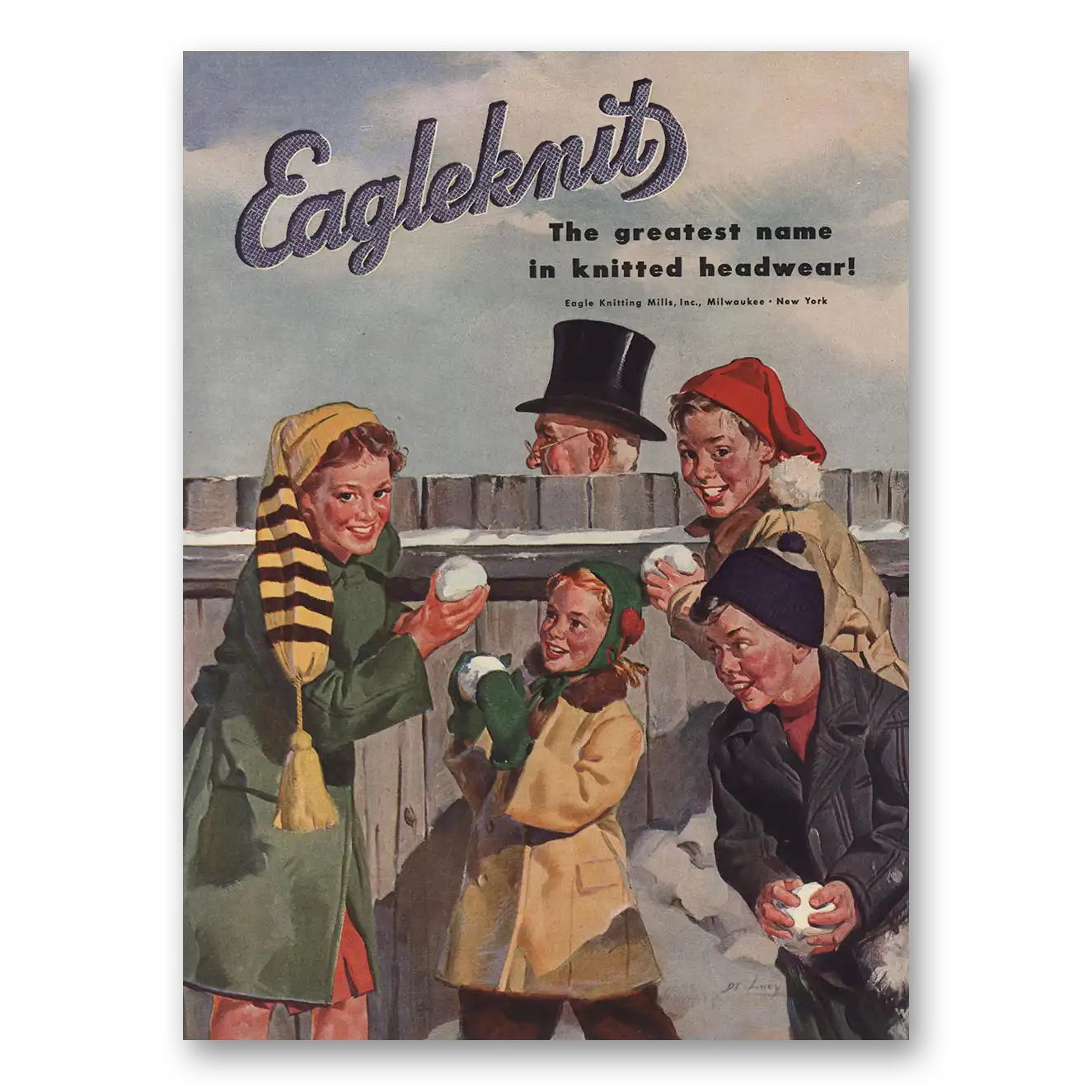 1946 Eagleknit Headwear Greatest Name In Knitted Headwear Vintage Magazine Print Ad