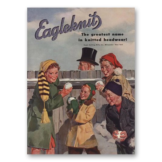 1946 Eagleknit Headwear Greatest Name In Knitted Headwear Vintage Magazine Print Ad