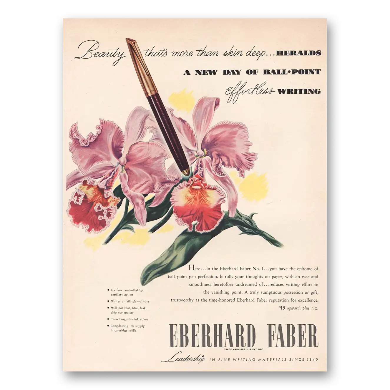 1946 Eberhard Faber Ballpoint Pen Beauty That’s More Than Skin Deep Vintage Magazine Print Ad