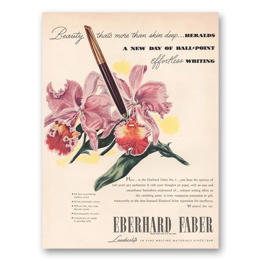 1946 Eberhard Faber Ballpoint Pen Beauty That’s More Than Skin Deep Vintage Magazine Print Ad