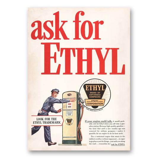 1946 Ethyl Gasoline Engine Could Talk Vintage Magazine Print Ad